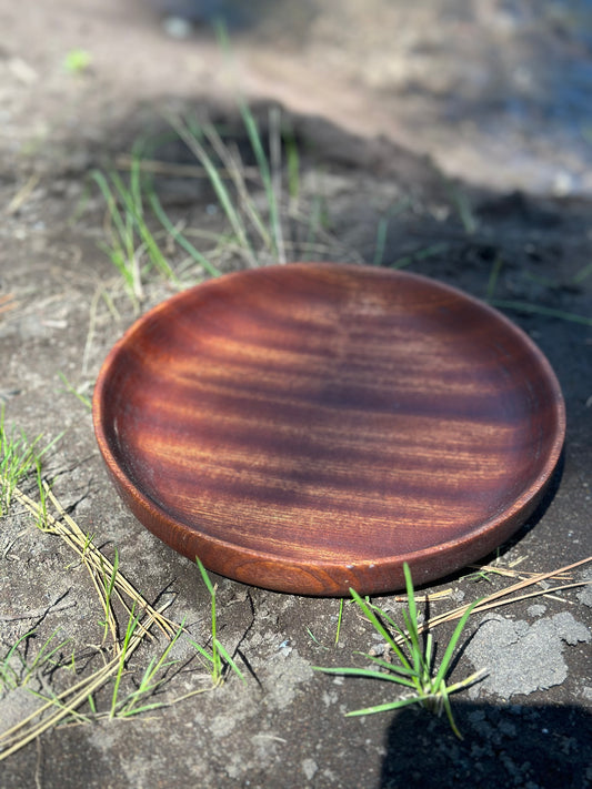 Spell-Binding Sapele Plate with Curved Rim